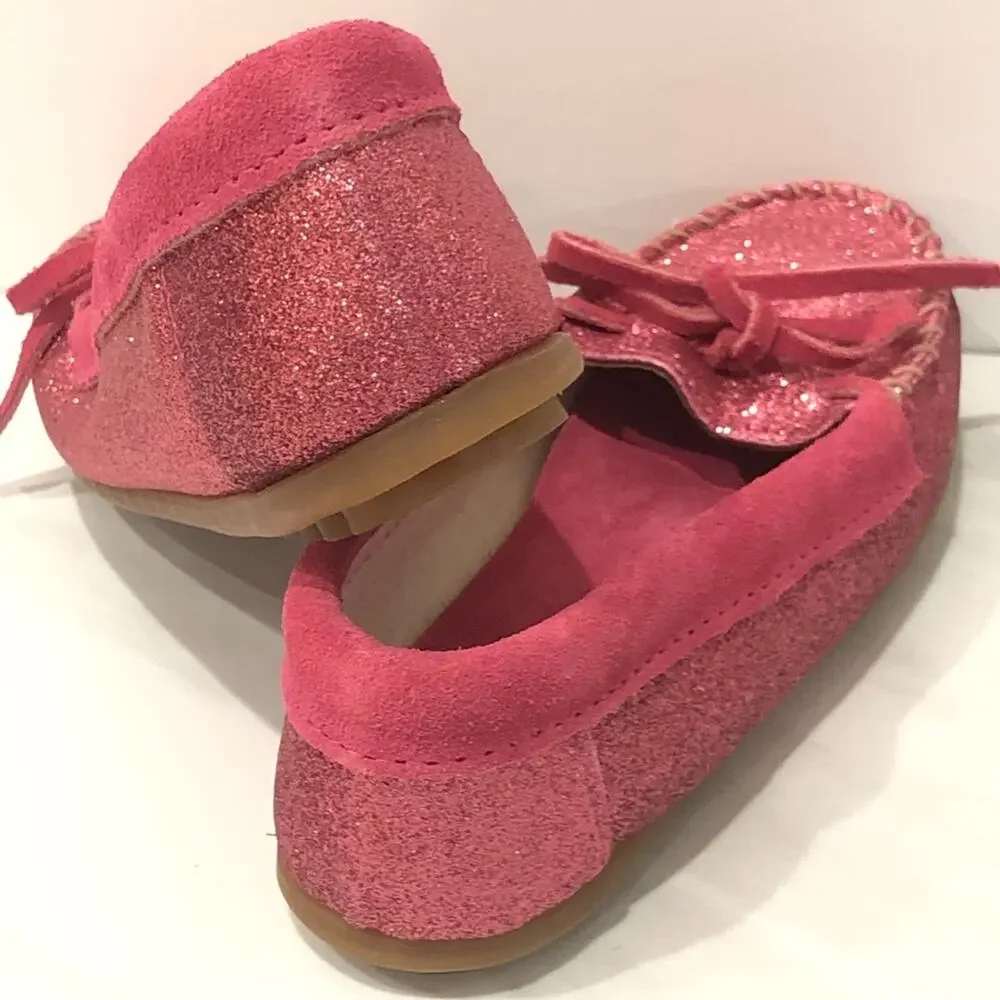 Minnetonka Hot Pink Glitter Moccasins Mocs 3